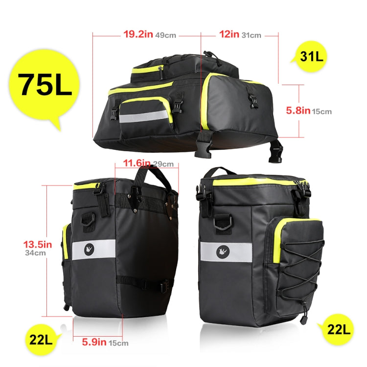 Rhinowalk Three-in-one Multifunctional Bicycle Rear Shelf Pannier Water-resistant Long-distance Equipment(Full Black)
