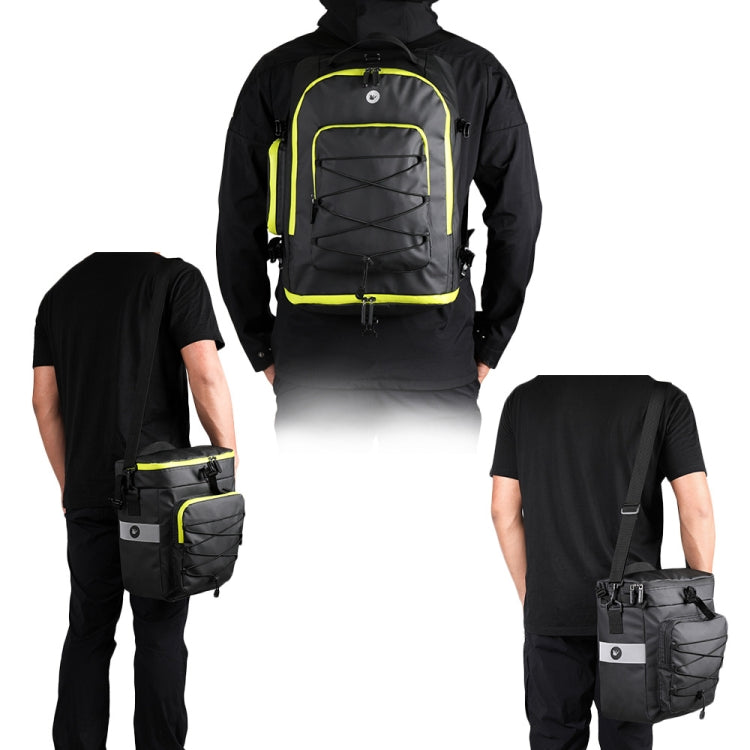 Rhinowalk Three-in-one Multifunctional Bicycle Rear Shelf Pannier Water-resistant Long-distance Equipment(Full Black)