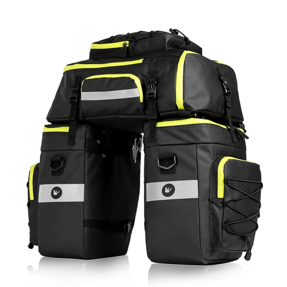 Rhinowalk Three-in-one Multifunctional Bicycle Rear Shelf Pannier Water-resistant Long-distance Equipment(Black Green)