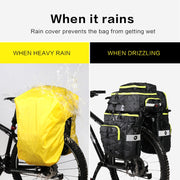 Rhinowalk Three-in-one Multifunctional Bicycle Rear Shelf Pannier Water-resistant Long-distance Equipment(Black Green)
