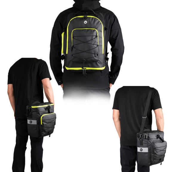 Rhinowalk Three-in-one Multifunctional Bicycle Rear Shelf Pannier Water-resistant Long-distance Equipment(Black Green)