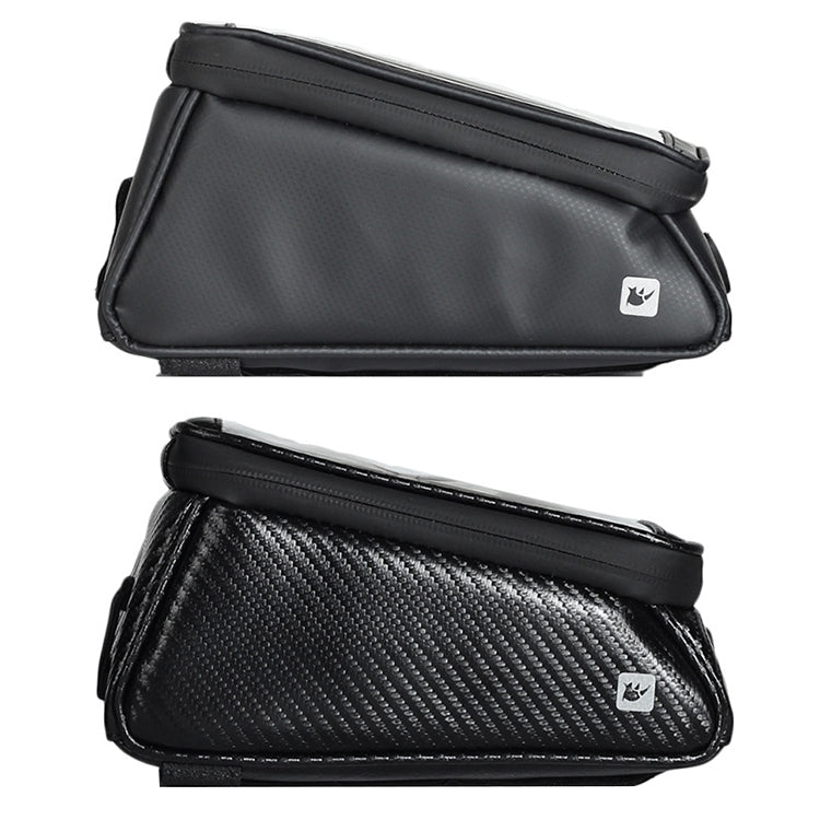 Rhinowalk Bicycle Front Tube Bag Water-resistant Mobile Phone Touch Screen Multi-function Bicycle Handlebar Bag(Matt Black)