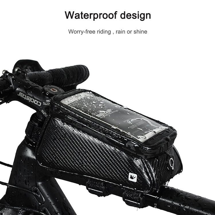 Rhinowalk Bicycle Front Tube Bag Water-resistant Mobile Phone Touch Screen Multi-function Bicycle Handlebar Bag(Matt Black)