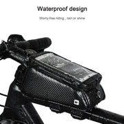 Rhinowalk Bicycle Front Tube Bag Water-resistant Mobile Phone Touch Screen Multi-function Bicycle Handlebar Bag(Matt Black)