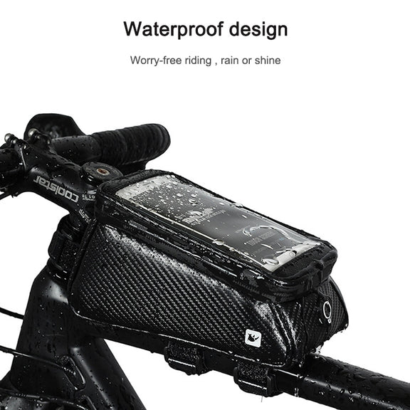 Rhinowalk Bicycle Front Tube Bag Water-resistant Mobile Phone Touch Screen Multi-function Bicycle Handlebar Bag(Matt Black)