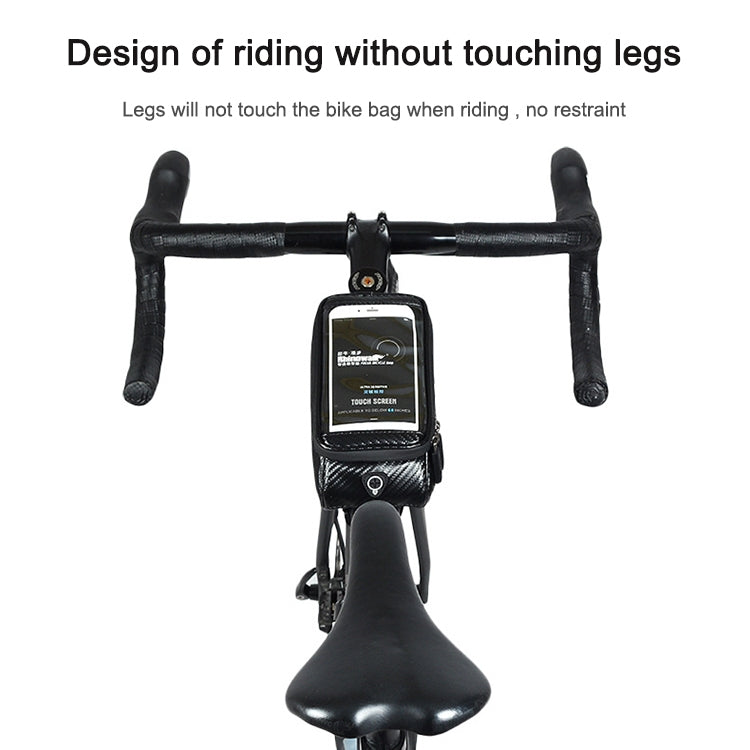 Rhinowalk Bicycle Front Tube Bag Water-resistant Mobile Phone Touch Screen Multi-function Bicycle Handlebar Bag(Matt Black)