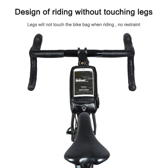 Rhinowalk Bicycle Front Tube Bag Water-resistant Mobile Phone Touch Screen Multi-function Bicycle Handlebar Bag(Matt Black)