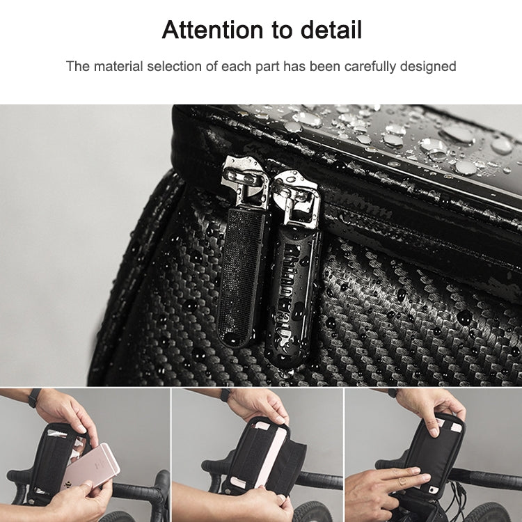 Rhinowalk Bicycle Front Tube Bag Water-resistant Mobile Phone Touch Screen Multi-function Bicycle Handlebar Bag(Matt Black)