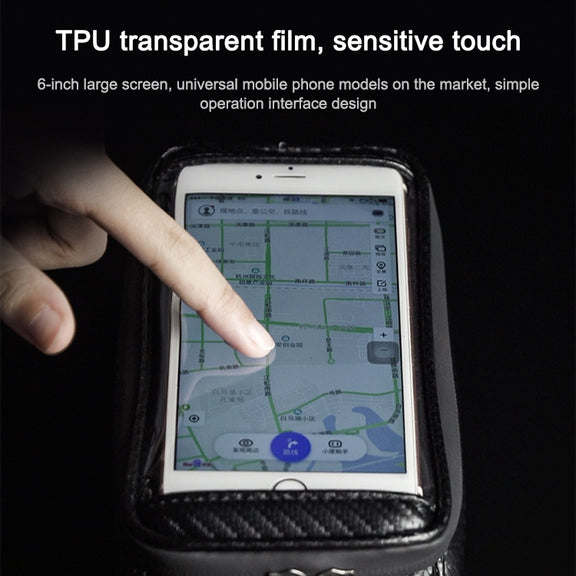 Rhinowalk Bicycle Front Tube Bag Water-resistant Mobile Phone Touch Screen Multi-function Bicycle Handlebar Bag(Matt Black)