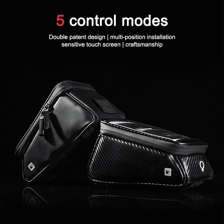 Rhinowalk Bicycle Front Tube Bag Water-resistant Mobile Phone Touch Screen Multi-function Bicycle Handlebar Bag(Matt Black)
