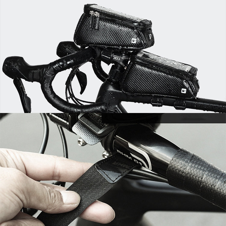 Rhinowalk Bicycle Front Tube Bag Water-resistant Mobile Phone Touch Screen Multi-function Bicycle Handlebar Bag(Matt Black)