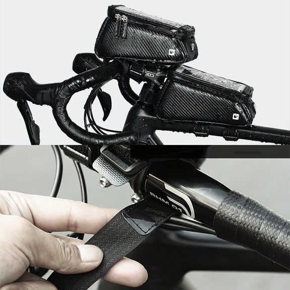 Rhinowalk Bicycle Front Tube Bag Water-resistant Mobile Phone Touch Screen Multi-function Bicycle Handlebar Bag(Matt Black)