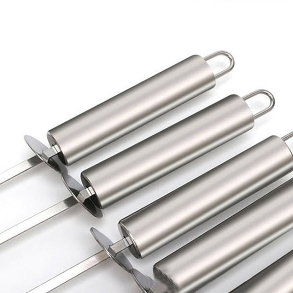 5 PCS Barbecue Pin With Handle BBQ Stainless Steel Grill Skewer Grill Pin With Heat-proof Handle