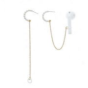 3 PCS Universal Bluetooth Headset Anti-lost C Type Pearl 925 Silver Needle Earring Ear Chain