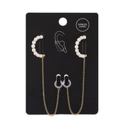 3 PCS Universal Bluetooth Headset Anti-lost C Type Pearl 925 Silver Needle Earring Ear Chain