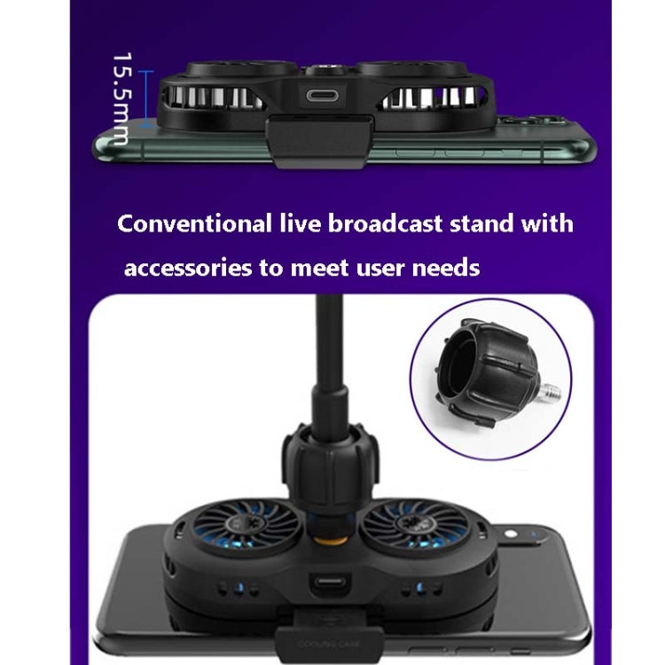 AH-102 Type-C / USB-C + USB Interface Dual Cooling And Fast Cooling Mobile Phone Radiator for 4-6.5 inch Mobile Phones, Power Cable Length: 1.5m(Black)