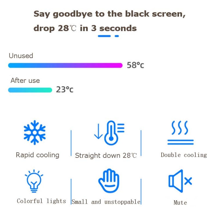 AH-102 Type-C / USB-C + USB Interface Dual Cooling And Fast Cooling Mobile Phone Radiator for 4-6.5 inch Mobile Phones, Power Cable Length: 1.5m(Black)