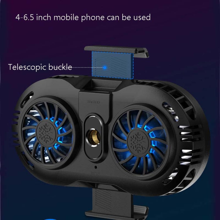 AH-102 Type-C / USB-C + USB Interface Dual Cooling And Fast Cooling Mobile Phone Radiator for 4-6.5 inch Mobile Phones, Power Cable Length: 1.5m(Black)