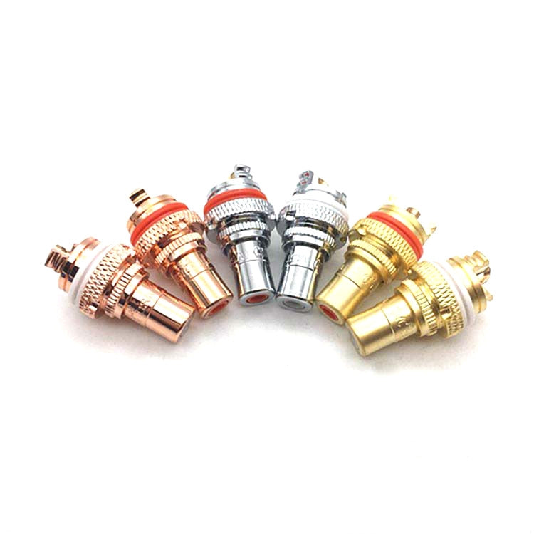 4 PCS / 2 Pairs CMC Copper RCA Female Audio Power Amplifier AV Audio Lotus Socket Terminal(Copper Plated)