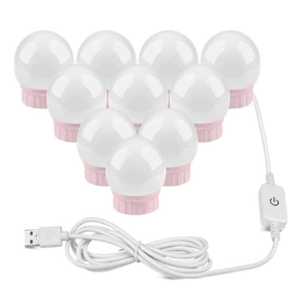 10  LEDs Mirror Front Light Dimmable Makeup Mirror USB Touch Control Light