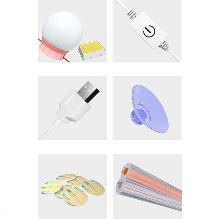 10  LEDs Mirror Front Light Dimmable Makeup Mirror USB Touch Control Light