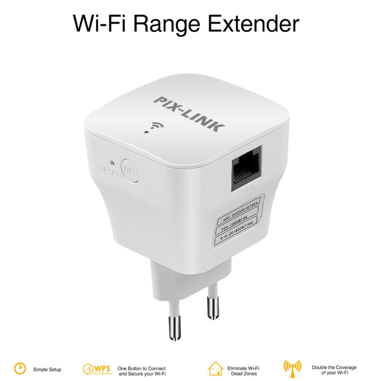 PIXLINK WR12 300Mbps WIFI Signal Amplification Enhanced Repeater, Plug Type:EU Plug