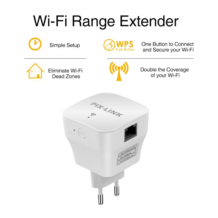 PIXLINK WR12 300Mbps WIFI Signal Amplification Enhanced Repeater, Plug Type:EU Plug