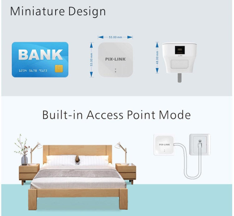 PIXLINK WR12 300Mbps WIFI Signal Amplification Enhanced Repeater, Plug Type:UK Plug