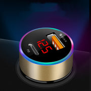 Aluminum Alloy Digital Display PD+QC3.0 Car Charger Multifunctional Car Charger(Elegant Black)