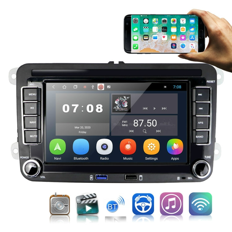 Suitable for Volkswagen 7-inch Car Multimedia Player Navigation Bluetooth Reversing Integrated Machine Android 10.0, Specification: 2+16G