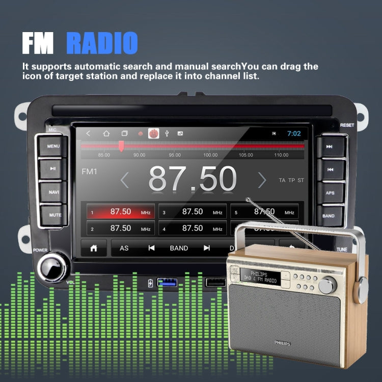 Suitable for Volkswagen 7-inch Car Multimedia Player Navigation Bluetooth Reversing Integrated Machine Android 10.0, Specification: 2+16G