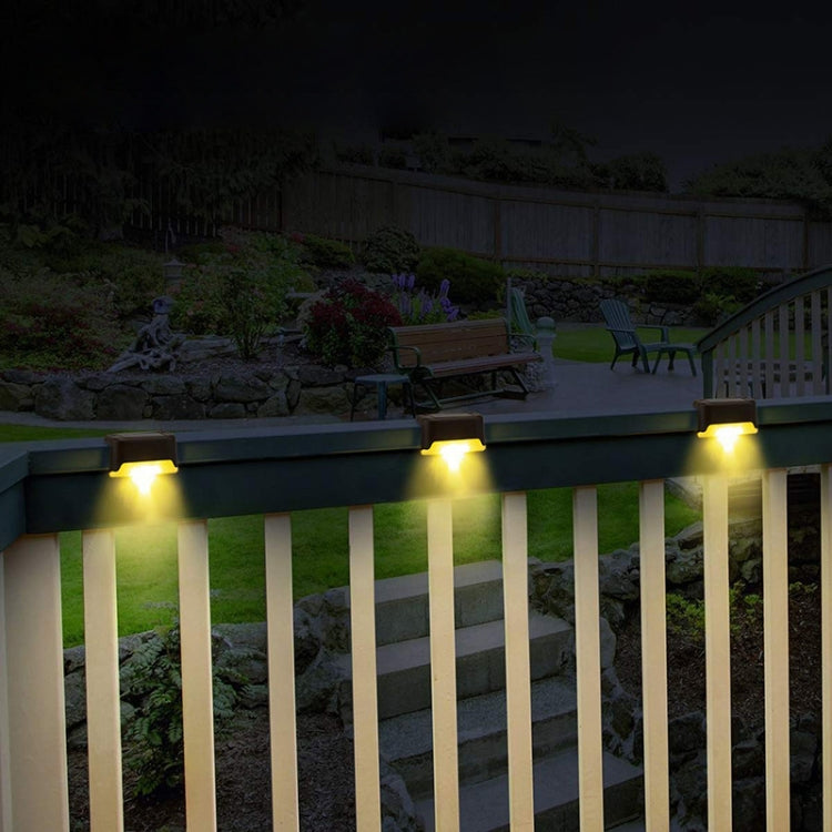 Solar Railing Light Staircase Light Outdoor Water-resistant LED Step Light Garden Decoration Landscape Light, Warm White Light(Black)