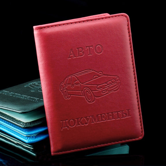Russian PU Leather Cover Driving License Card Credit Holder Purse Wallet