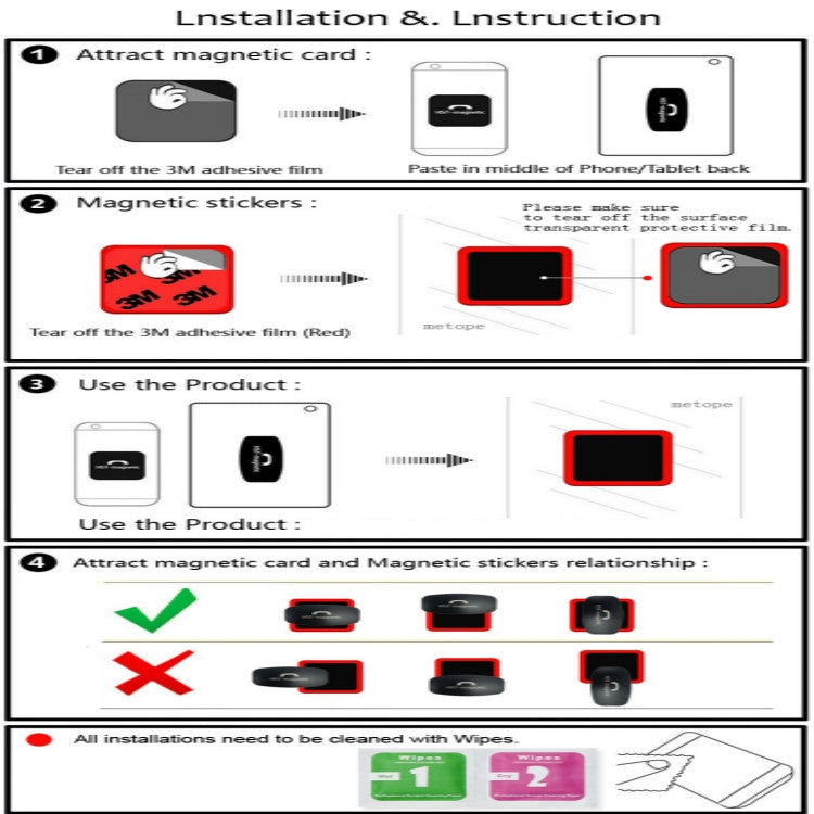 Wall-mounted iPad Magnetic Adsorption Universal Sticker Mobile Phone Wall Bracket(Red B)