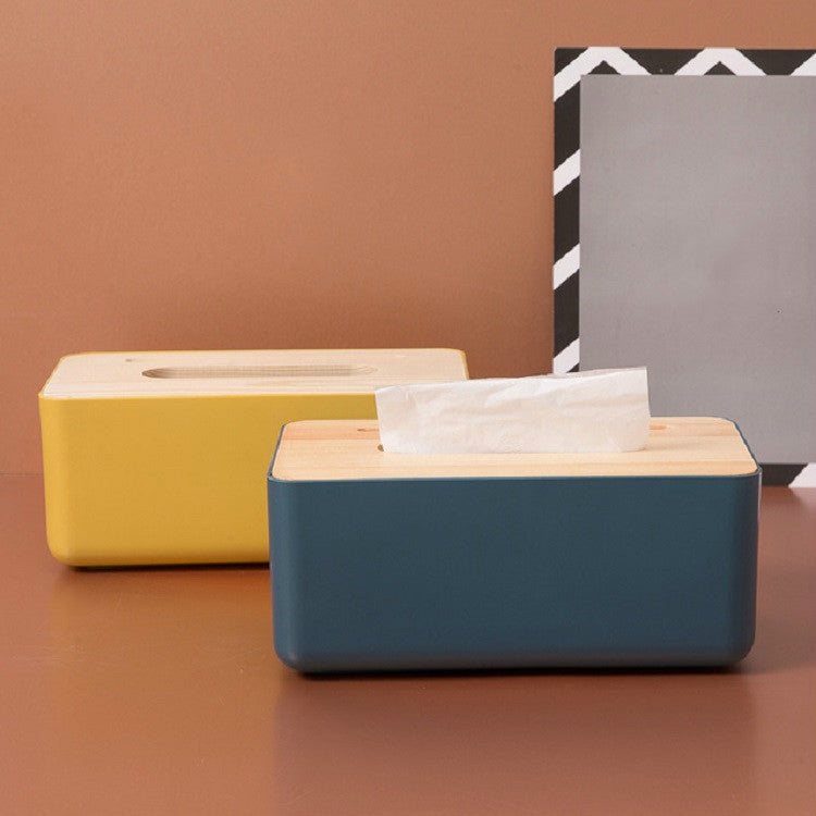 Grooved Drawer Box Home Living Room Tissue Box with Log Cover, Phone Holder Function(White)