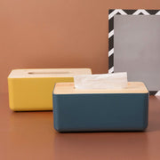 Grooved Drawer Box Home Living Room Tissue Box with Log Cover, Phone Holder Function(White)