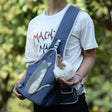 TAILUP Pets Carry Out Shoulder Bag Convenient Foldable Leather Chest Bag, Specification: M(Jean Blue) - Pet Storages & Bags by PMC TechLife | Online Shopping South Africa | PMC TechLife | Buy Now Pay Later Mobicred