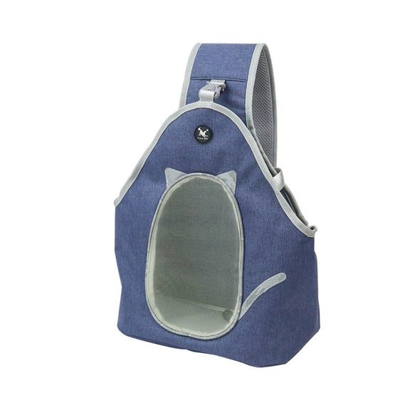 TAILUP Pets Carry Out Shoulder Bag Convenient Foldable Leather Chest Bag, Specification: M(Jean Blue)