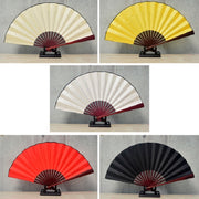 8 inch Pure Color Blank Silk Cloth Folding Fan Chinese Style Calligraphy Painting Fan(Red)