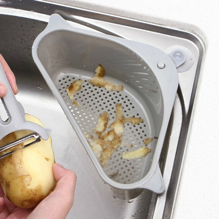 Kitchen Vegetable Rack Household Sink Drain Rack Triangle Storage Hanger Free Punch Tray Hanging Basket(Gray)