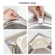 Kitchen Vegetable Rack Household Sink Drain Rack Triangle Storage Hanger Free Punch Tray Hanging Basket(Gray)