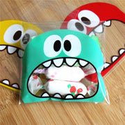 100 PCS Cute Big Teech Mouth Monster Plastic Bag Wedding Birthday Cookie Candy Gift OPP Packaging Bags, Gift Bag Size:10x10cm(Red)