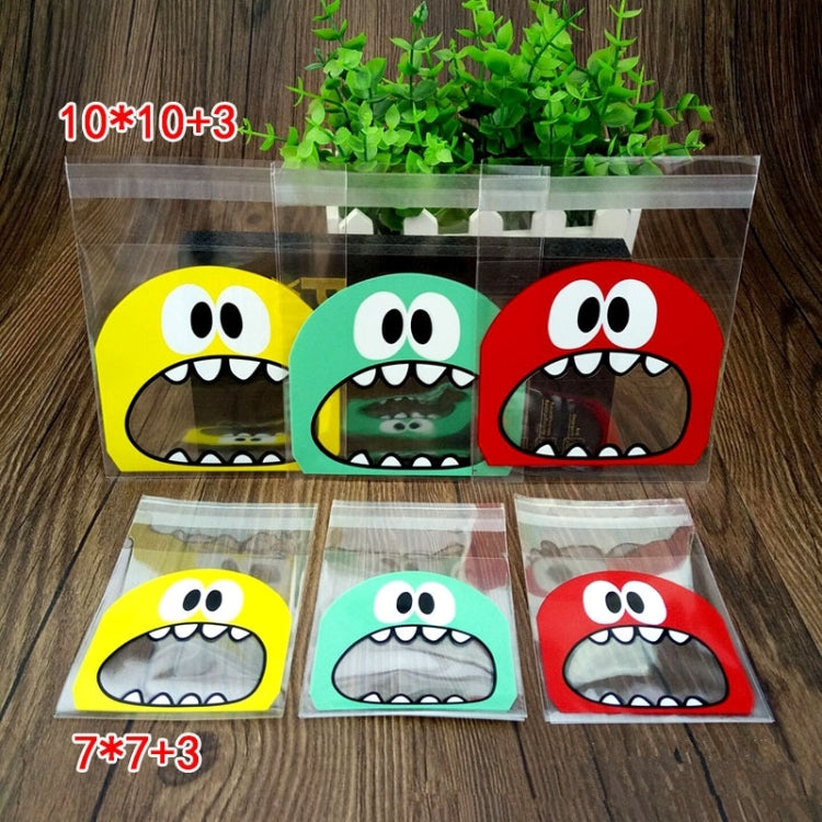 100 PCS Cute Big Teech Mouth Monster Plastic Bag Wedding Birthday Cookie Candy Gift OPP Packaging Bags, Gift Bag Size:10x10cm(Red)