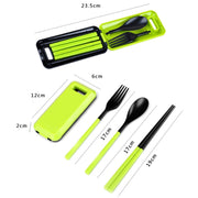3 in 1 ABS Folding Dinnerware Cutlery Fork Chopsticks Set with Storage Box Outdoor Camping Hiking Traveling Tableware Set(Orange)