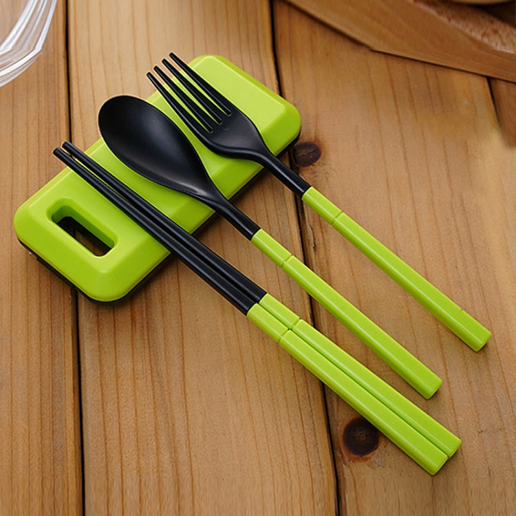 3 in 1 ABS Folding Dinnerware Cutlery Fork Chopsticks Set with Storage Box Outdoor Camping Hiking Traveling Tableware Set(Orange)