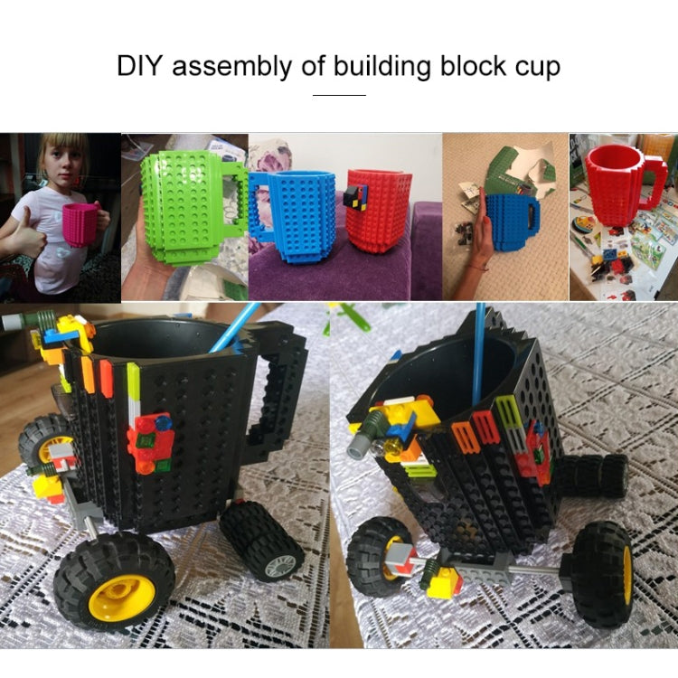 Building Blocks Design Creative Milk Mug Coffee Cup Build-on Brick Drinking Water Holder, Value:301-400ml(Black)