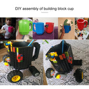 Building Blocks Design Creative Milk Mug Coffee Cup Build-on Brick Drinking Water Holder, Value:301-400ml(Black)