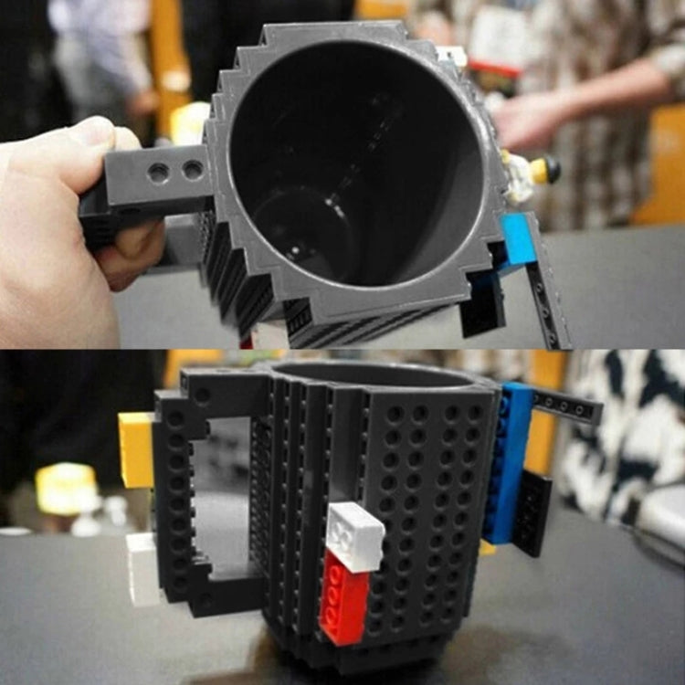 Building Blocks Design Creative Milk Mug Coffee Cup Build-on Brick Drinking Water Holder, Value:301-400ml(Black)