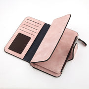 Women Scrub Leather Lady Purses Clutch Long Female Wallet(Light Gray)