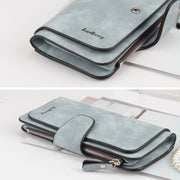 Women Scrub Leather Lady Purses Clutch Long Female Wallet(Light Gray)